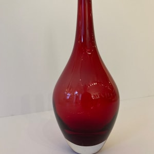 Thin Neck Red Glass Vase by Unknown 