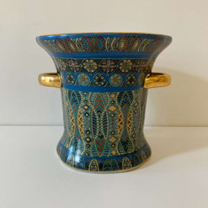 Multicolor Chinese Vase with Gold Handles