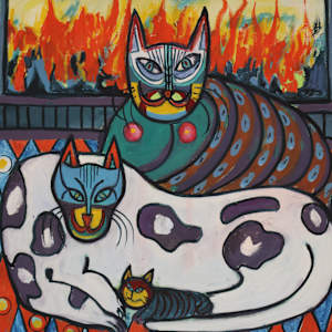 Crazy Cats by Fireplace by David Crown, Image 4.
