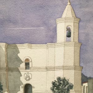 'New Mexico Mission Church', by John B. Aragon, Watercolor Painting on Paper by John Aragon 