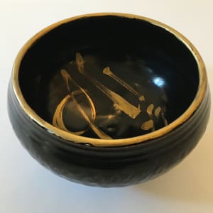 Black and Gold Ceramic Bowl by Unknown 