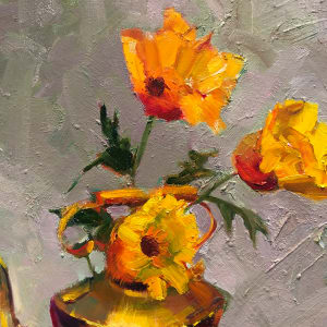 Brass Teapot, Persimmons and Poppies by James Cobb 