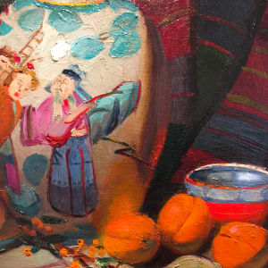 Antique Oriental Vase and Fruit by James Cobb 