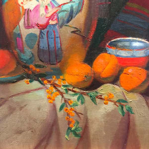 Antique Oriental Vase and Fruit by James Cobb 