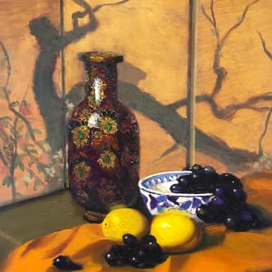 Cloisonne Vase with Black Grapes by James Cobb 