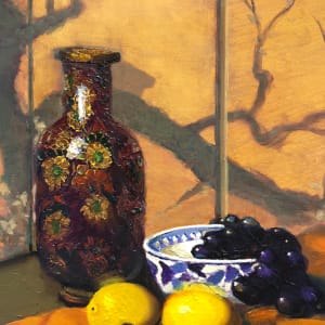 Cloisonne Vase with Black Grapes by James Cobb 
