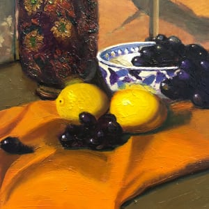 Cloisonne Vase with Black Grapes by James Cobb 