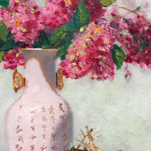 Crepe Myrtle Branch in Chinese Vase by James Cobb 