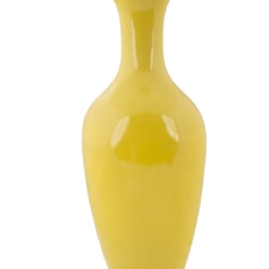 Chinese Republic Porcelain Vases - III Bright Yellow Thin Lipped Neck by Unknown