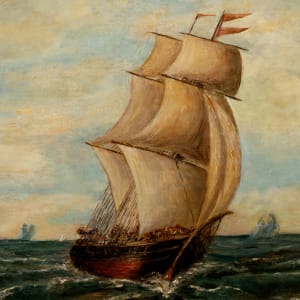 Historic Sailing Ship on Water by Unknown 