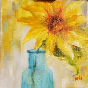 Sunflower in Blue Vase by Monika Gupta 