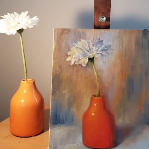 Orange Vase by Monika Gupta  Image: The making of "Orange Vase" Oil Painting. Work In Progress 