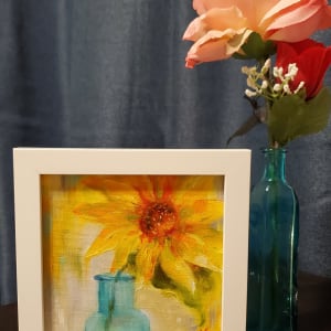 Sunflower in Blue Vase by Monika Gupta  Image: As a table top decor 