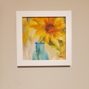 Sunflower in Blue Vase by Monika Gupta