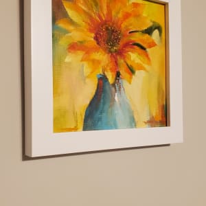 Sunflower in Blue Vase II by Monika Gupta  Image: Side view when hung on a wall