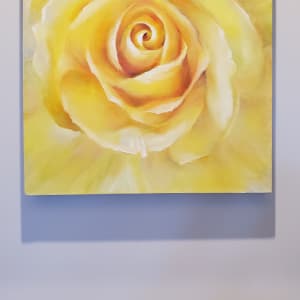 Yellow Rose on Gallery Wrapped Stretched Canvas by Monika Gupta  Image: Hanging on a wall