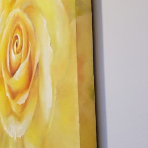 Yellow Rose on Gallery Wrapped Stretched Canvas by Monika Gupta  Image: Gallery wrapped canvas with painting stretching onto the sides of the canvas