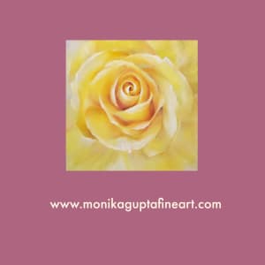 Yellow Rose on Gallery Wrapped Stretched Canvas by Monika Gupta  Image: Sample for a colored wall