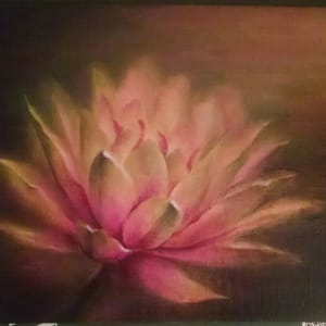 Pink Lotus Floral Oil Painting by Monika Gupta 