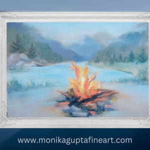 Campfire by Lakeside by Monika Gupta 