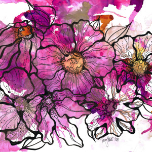 Magenta Flowers by Tracey Hewitt 