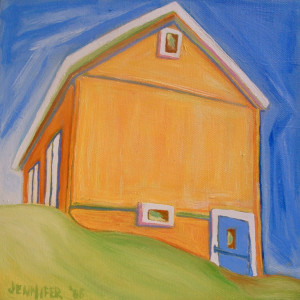 Orange Dreamcycle Barn by Jennifer Hooley 