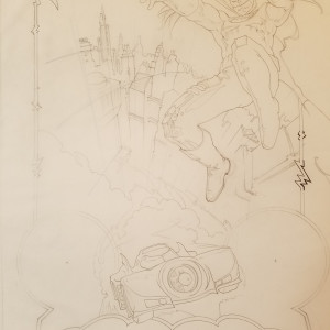 Batman Poster Comp With Graphite Drawings and Painted Finish by John Alvin