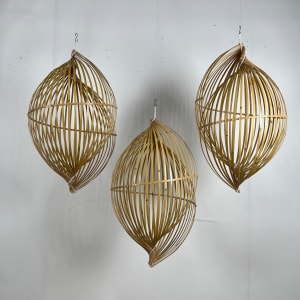 Small natural color bamboo spiral lamp by Charissa 