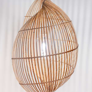 Single shell sculptural lamp, style 2 (wider bamboo strips) by Charissa 
