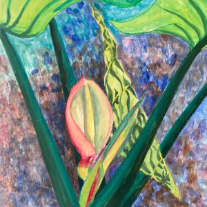 Peach with new leaf