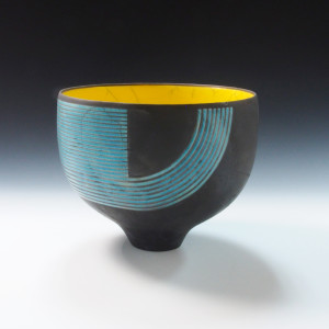 Turquoise & Yellow Graphic Bowl by BilianaPopova 