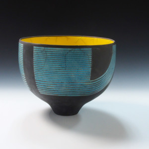 Turquoise & Yellow Graphic Bowl by BilianaPopova