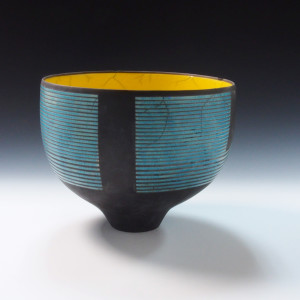 Turquoise & Yellow Graphic Bowl by BilianaPopova 