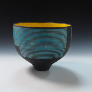 Turquoise & Yellow Graphic Bowl by BilianaPopova 