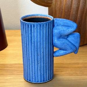 Blue/Orange Figure Cup with Black Line by BilianaPopova 
