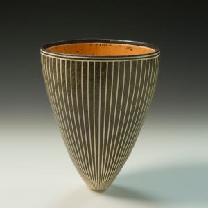 Vertical Stripes Orange Vase by BilianaPopova