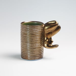 Gold Green Figure Cup with Blue Line by BilianaPopova