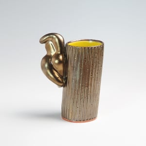 Gold Yellow Figure Cup with Red Line by BilianaPopova 