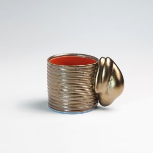 Gold Orange Figure Cup with Blue Line by BilianaPopova 
