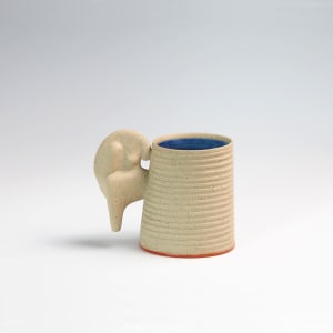 Tan Blue Figure Cup with Red Bottom by BilianaPopova 