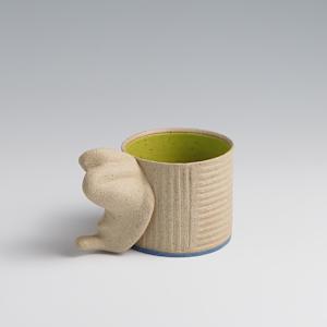 Tan Green Figure Cup with Blue Bottom by BilianaPopova 