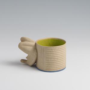 Tan Green Figure Cup with Blue Bottom by BilianaPopova 