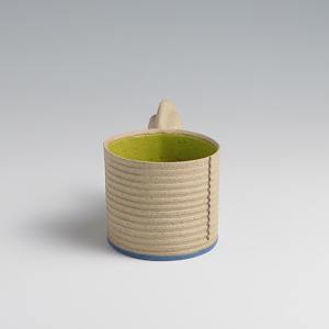 Tan Green Figure Cup with Blue Bottom by BilianaPopova 