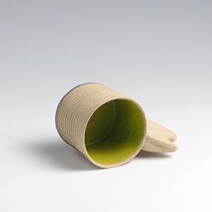 Tan Green Figure Cup with Blue Bottom by BilianaPopova 