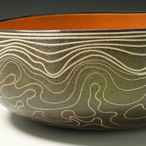 Topographic Green/Orange Bowl by BilianaPopova 