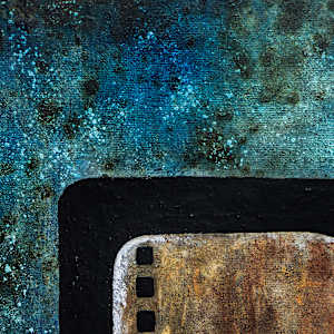 Made with Coffee by Sonia Wilkinson  Image: 'Made with Coffee'—An almost watery sky from 7 layers of varnish and mica powder sprinkled between the layers that has to be seen in person to appreciate.