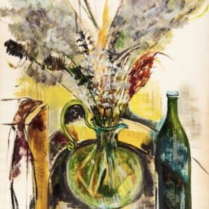 Bouquet and Wine Bottle by Mari Lyons