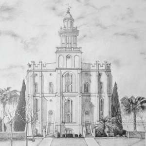 St. George Temple Drawing by Nila Jane Autry