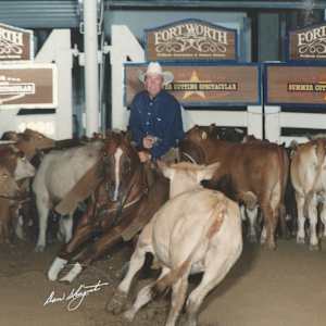 Roger Pinton  Image: Roger Pinton riding Brigapep at the NCHA Summer Spectacular