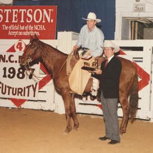 Steve Ford  Image: Steve Ford receiving an award at the NCHA 1987 Celebrity Cutting. 